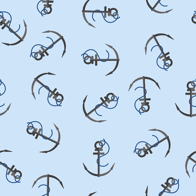 Nautical vector anchor seamless pattern