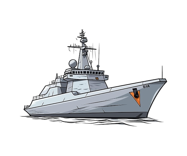 Naval Destroyer Ship Illustration vector Naval Destroyer Ship Illustration on white background