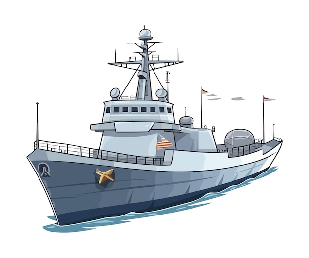 Naval Destroyer Ship Illustration vector Naval Destroyer Ship Illustration on white background