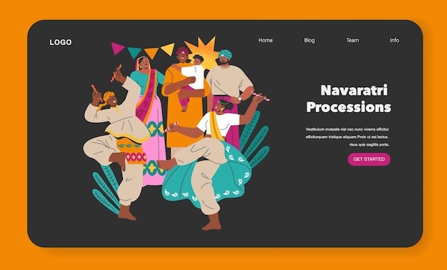 Vector navaratri celebration concept illustration capturing the joyous spirit of navaratri processions with