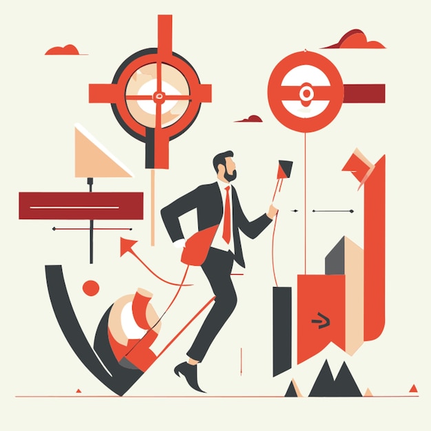 Vector navigating business risks vector illustration flat 2