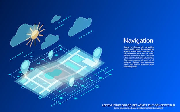 Navigation flat 3d isometric vector concept illustration