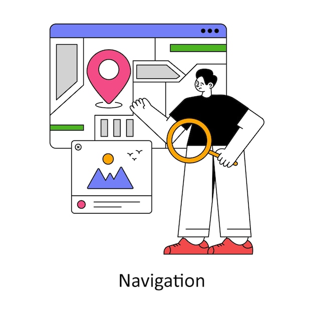 Vector navigation flat style design vector illustration stock illustration