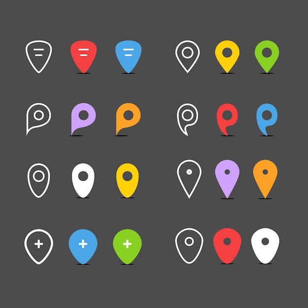 Navigation pins flat design collection