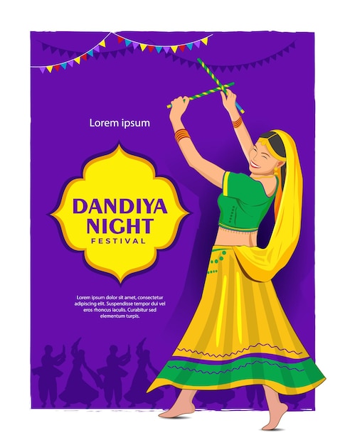 Vector navratri garba night vector illustration