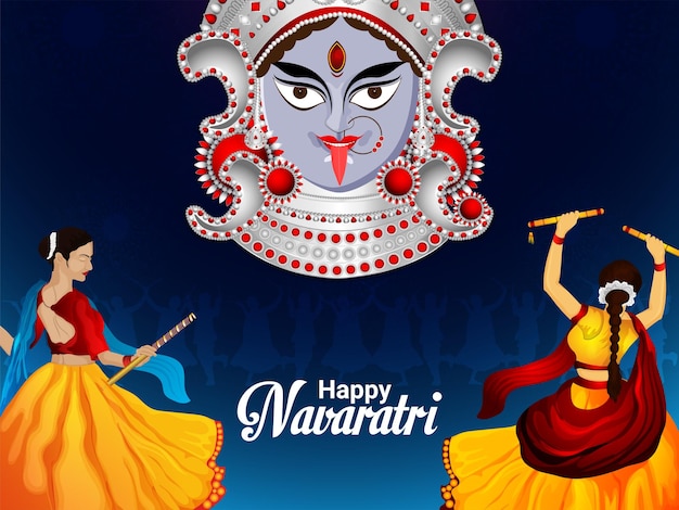 Navratri indian traditional festival celebration card