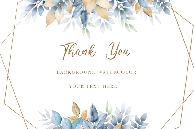 Navy Blue Leaves And Gold Watercolor Background