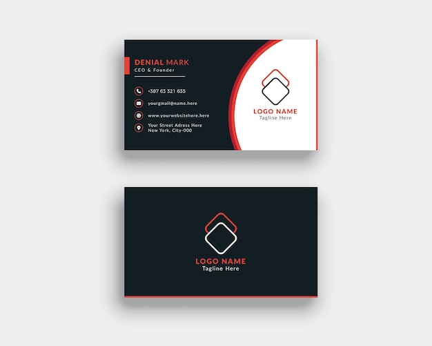 Navy blue and Red color business card vector template