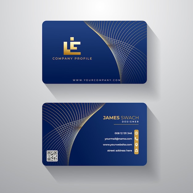 Navy Classy Business Card Vector Illustration