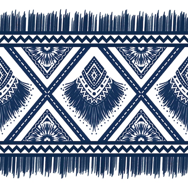 Navy Indigo Blue Diamond on White background Geometric ethnic oriental pattern traditional Design for carpetwallpaperclothingwrappingBatikfabric illustration embroidery style