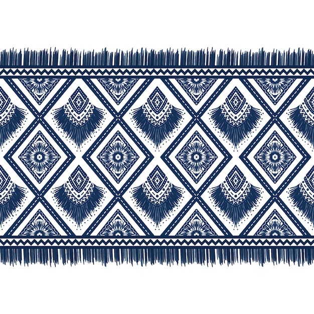 Navy Indigo Blue Diamond on White background Geometric ethnic oriental pattern traditional Design for carpetwallpaperclothingwrappingBatikfabric illustration embroidery style