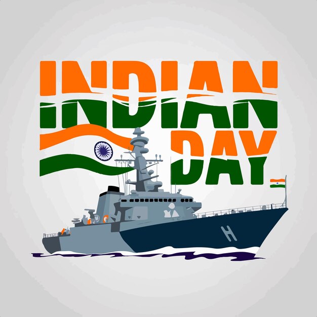 Vector a navy ship with the word indian on the front