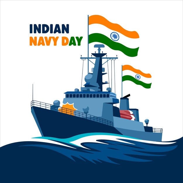 Vector a navy ship with the words indian navy on the side