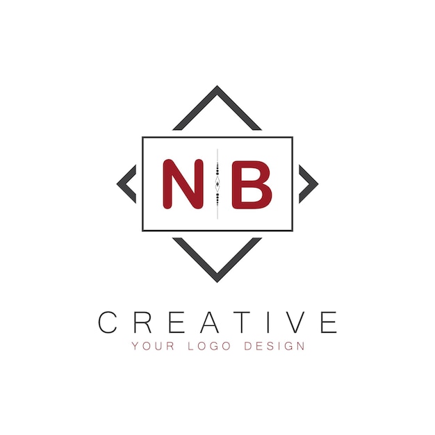 Vector nb initial monogram logo with creative square style design