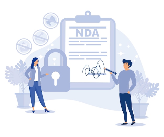 NDA conceptNon disclosure agreement Corporate secret protection Flat vector modern illustration