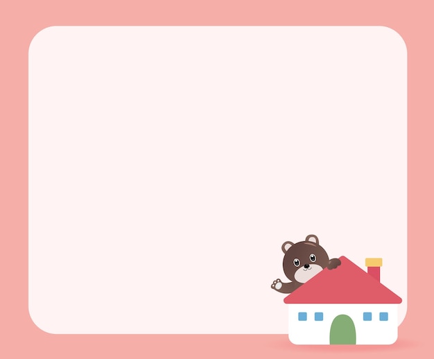 A neat memo pad illustration with notes on the background of a cute bear and house illustration