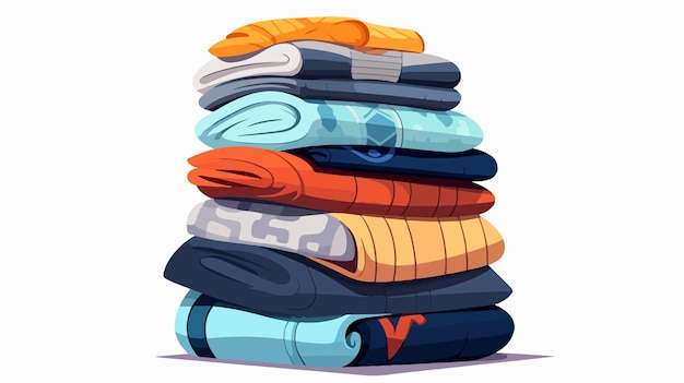 Vector neatly folded stack of clean clothes organized laundry pile visual