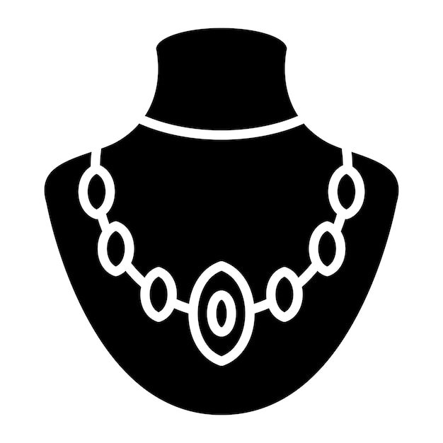 Necklace Glyph Solid Black Illustration