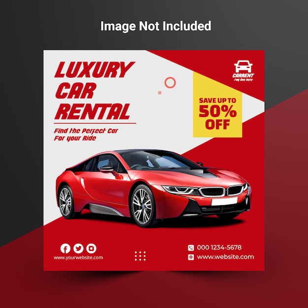 Need a car or car for rent promotion Instagram and Facebook social media post banner template design