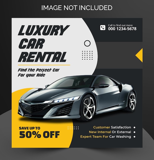 Need a car or car for rent promotion Instagram and facebook social media post banner template design