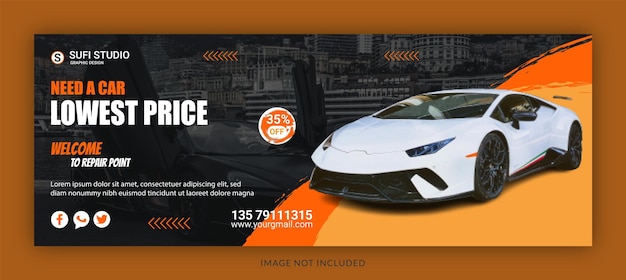 Need A Car Lowest Price Facebook Banner Social Media Post Template