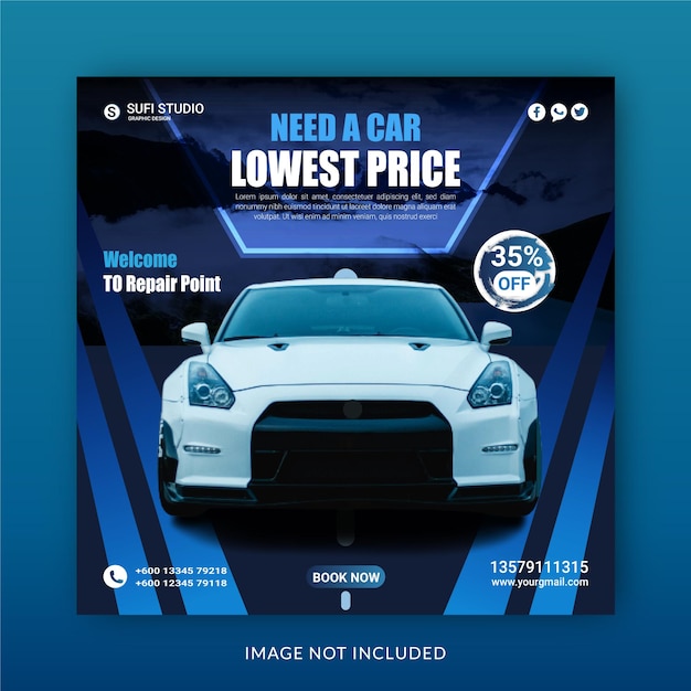 Need A Car Lowest Price Social Media Post Ad Concept Instagram Banner Template