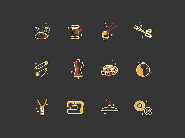 Needlework. Icons in vector graphics.