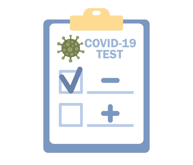 Negative covid-19 test result. Virus and COVID-19 testing. Prevention of coronavirus. Vector flat