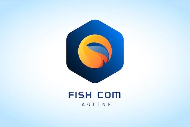 Negative fish with orange circle gradient logo