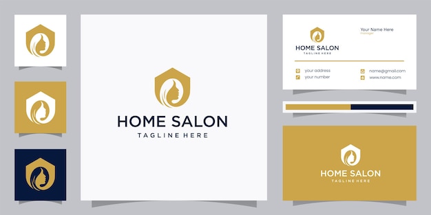 negative space home and beauty logo template