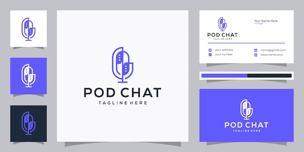 Negative space podcast and chat logo design