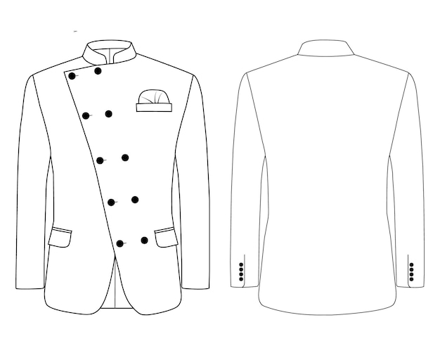 Vector nehru jacket placket long sleeves kote illustration template design