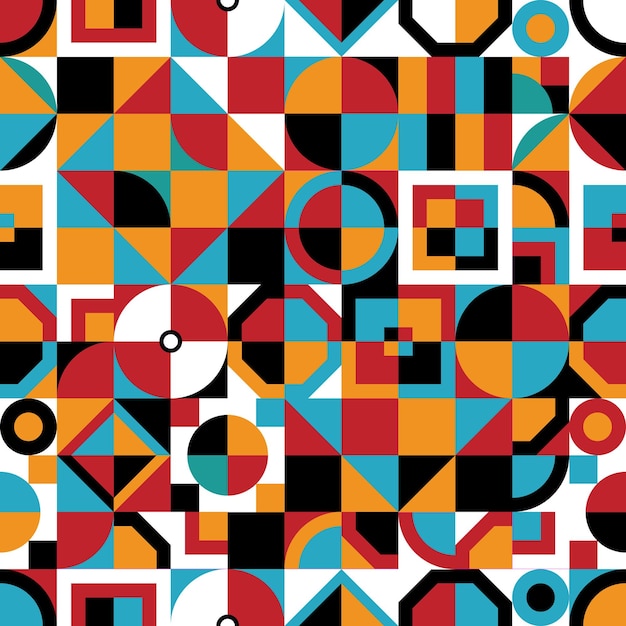 Neo Bauhaus Geometric Seamless Pattern