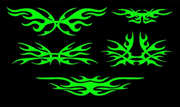 Neo tribal tattoo set neon celtic gothic cyber body ornament shapes kit abstract hawaiian sign maori