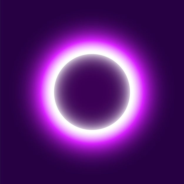 Neon abstract round Eclipse of the sun Vector illustration