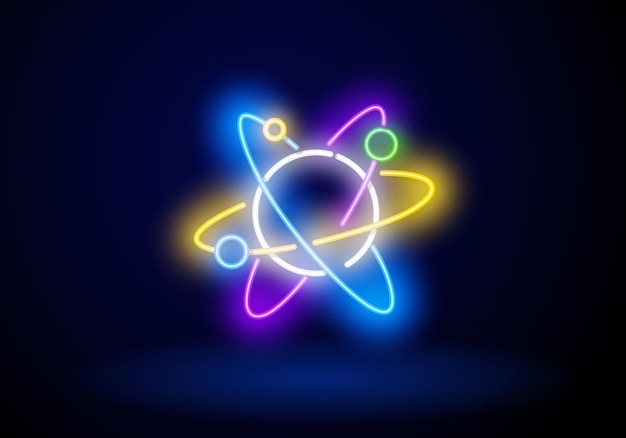 Neon atoms outline icon Elements of Education in neon style icons Simple icon for websites web design mobile app info graphics