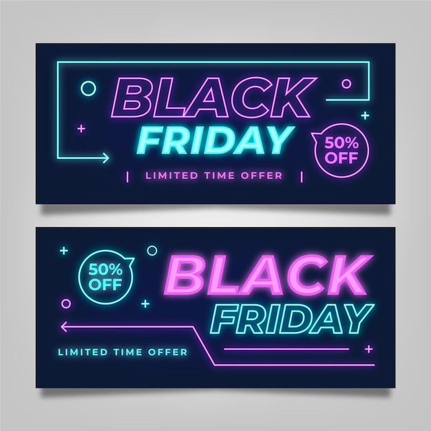 Neon black friday banners template