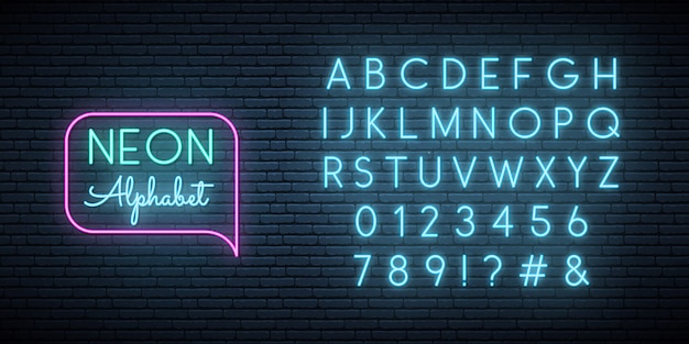 Neon blue font.