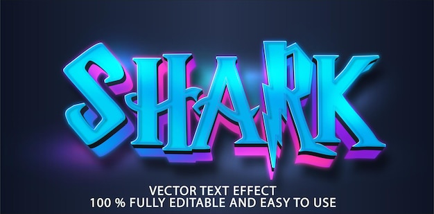 neon blue shark vector text effect