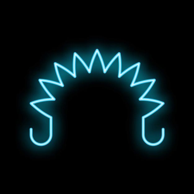 Neon blue sun shining with double hook icon from fashion concept vector illustration