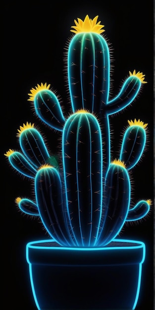 neon cactus photo and minimal creative stillife