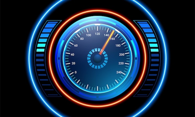 Neon car speedometer Vector illustration