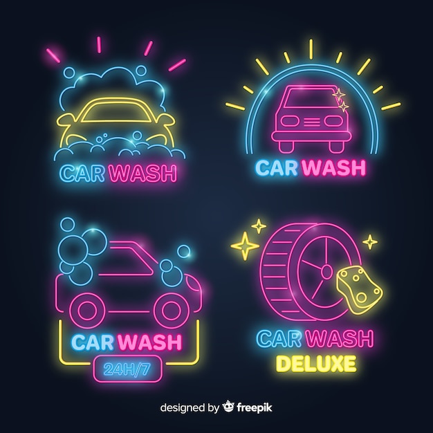 Neon car wash sign collection