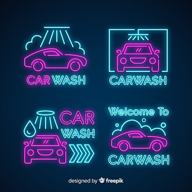 Neon car wash sign pack