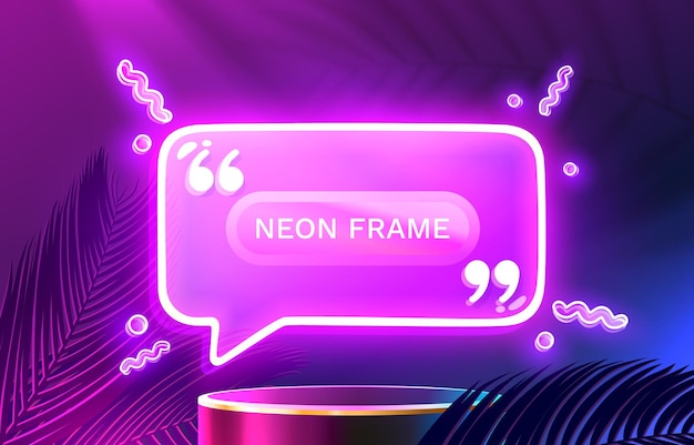 Neon chat frame bubble led talk Vector