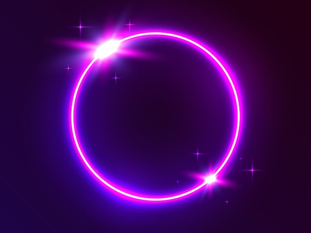 Neon circle. Futuristic round light. 