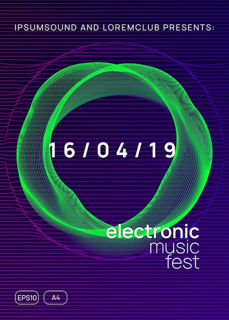 Neon club flyer Electro dance music Trance party dj Electroni