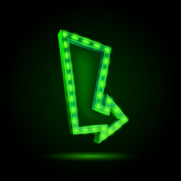 Neon curved arrow 3D banner