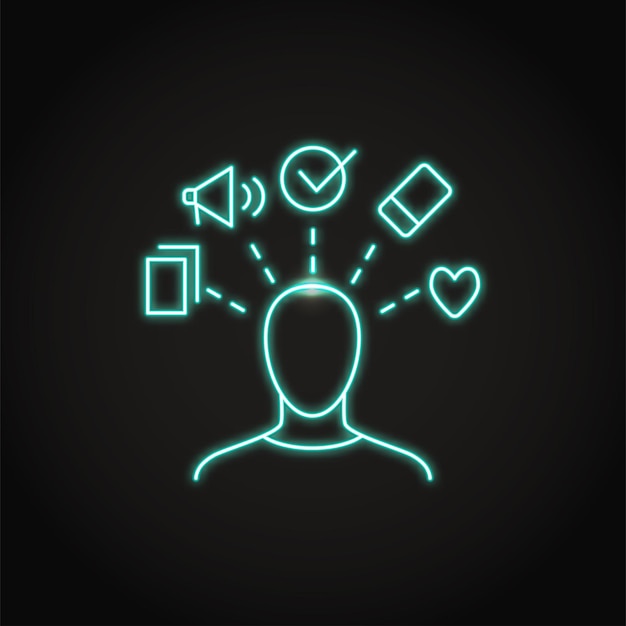 Neon distracted person icon