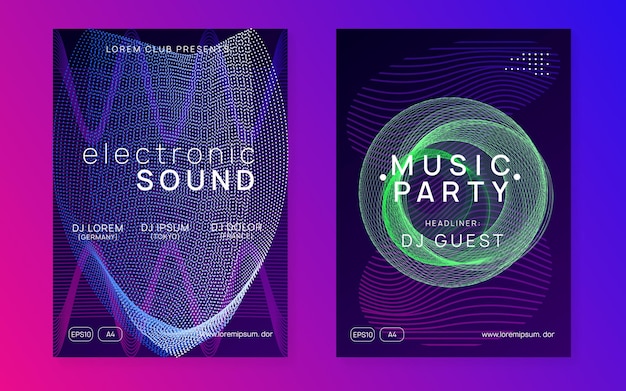 Neon dj flyer Electro dance music Electronic sound event Club